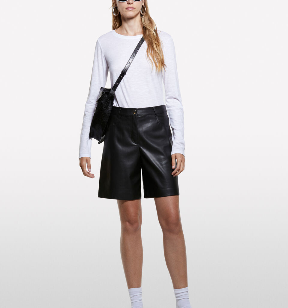 Μπλούζα λευκή μακρυμάνικη με λαιμόκοψη - μπλουζάκια μακρυμάνικα γυναικεία - Λευκο | Sisley image number 1